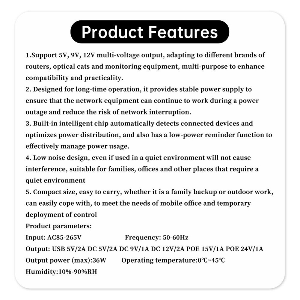Outdoor Uninterruptible Power Supply - 1018L 5V 9V 12V Yedek DC