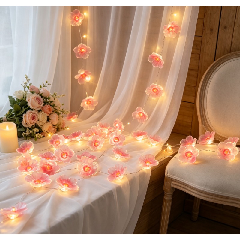 Outdoor Power For Wedding - Pembe Kiraz Çiçeği LED Peri Dize
